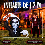 Inflable Halloween Esqueleto Calavera Emergente 1.22 M Jardimex 2 Luces Led Para Jardin