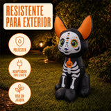 Inflable Halloween Perro Chihuahua Esqueleto 1.2 M Luces Led Negro
