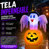 Inflable Halloween Fantasma Calabaza Bruja 1.43m Luz Led Naranja