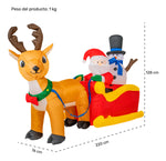Inflable Navidad 2.20m Trineo Santa Muñeco Nieve Reno Led