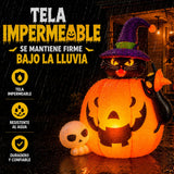 Inflable Halloween Calabaza Gato Negro Brujo 1.52m Luz Led Naranja