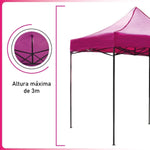 Carpa Toldo 3x3 Reforzado Plegable Impermeable Jardin Carpa Rosa
