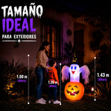 Inflable Halloween Fantasma Calabaza Bruja 1.43m Luz Led Naranja