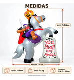 Inflable Halloween Jinete Sin Cabeza 3.05 M 11 Luces Led Blanco