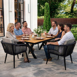 Comedor Jardin Ext 6pz Moderno Recubrimiento Tipo Madera