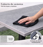 Sala Jardin Exterior Jardimex Con Mesa Y Cojines Tipo Mimbre Estructura Gris