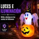 Inflable Halloween Fantasma Calabaza Bruja 1.43m Luz Led Naranja
