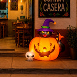 Inflable Halloween Calabaza Gato Negro Brujo 1.52m Luz Led Naranja