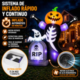 Inflable Halloween Calabaza Esqueleto Tumba Fantasma 2.4m Negro