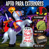Inflable Halloween Jinete Sin Cabeza 3.05 M 11 Luces Led Blanco