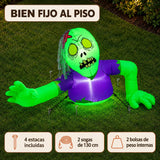 Inflable Halloween Zombie Gigante Emergente Luces Led 1.40 M Verde Claro