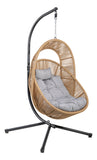 Columpio Exterior Silla Colgante Terraza Jardin Tipo Ratan Color Beige Lisa