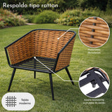 Sala Jardin Exterior Jardimex Con Mesa Y Cojines Tipo Mimbre Estructura Gris