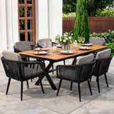 Comedor Jardin Ext 6pz Moderno Recubrimiento Tipo Madera