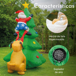 Inflable Navidad 1.90m Santa Claus Perro Pino Luces Led