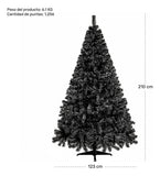 Arbol Navidad Negro Pino Navideño 2.10m Frondoso 1256 Ramas