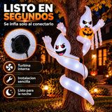 Inflable Halloween Fantasmas Espiral Calabaza 1.8m Luces Led Blanco
