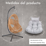 Columpio Exterior Silla Colgante Terraza Jardin Tipo Ratan Color Beige Lisa