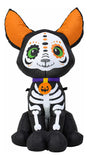 Inflable Halloween Perro Chihuahua Esqueleto 1.2 M Luces Led Negro