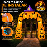 Inflable Halloween Arco Calabaza Bruja Gigante 3.66m Luz Led Naranja