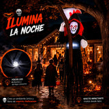 Inflable Halloween Parca Esqueleto Guadana Led Gigante 1.8m Negro