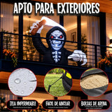Inflable Halloween Esqueleto Calavera Emergente 1.22 M Jardimex 2 Luces Led Para Jardin