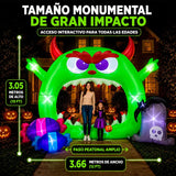 Inflable Halloween Arco Monstruo Boca Gigante 3.14m Luz Led Verde