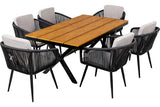 Comedor Jardin Ext 6pz Moderno Recubrimiento Tipo Madera