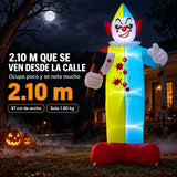 Payaso Inflable Halloween Animatronic Hacha 2.1m Luces Led Blanco