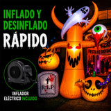 Inflable Halloween Calabaza Gato Negro Brujo 1.52m Luz Led Naranja