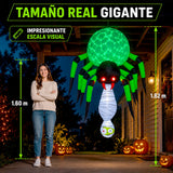Inflable Halloween Arana Gigante Bruja Colgante 1.82m Led Verde
