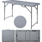 Mesa Plegable 122cm Portatil Portafolio Exterior Tipo Madera Color Gris