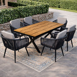 Comedor Jardin Ext 6pz Moderno Recubrimiento Tipo Madera