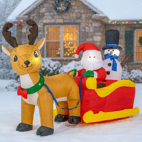 Inflable Navidad 2.20m Trineo Santa Muñeco Nieve Reno Led