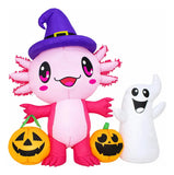 Inflable Halloween Ajolote Rosa 1.5m Fantasma Calabazas Led Rosa Pálido