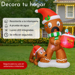 Inflable Navidad Galleta Hombre Jengibre Perro Claus 1.6m