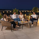 Sala Jardin Exterior Jardimex Con Mesa Y Cojines Tipo Mimbre Estructura Gris