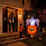 Inflable Halloween Fantasma Calabaza Bruja 1.43m Luz Led Naranja