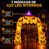 Inflable Halloween Arco Calabaza Bruja Gigante 3.66m Luz Led Naranja