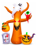 Inflable Halloween Calabaza Gato Negro Brujo 1.52m Luz Led Naranja