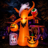 Inflable Halloween Calabaza Gato Negro Brujo 1.52m Luz Led Naranja