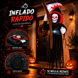 Inflable Halloween Parca Esqueleto Guadana Led Gigante 1.8m Negro