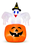 Inflable Halloween Fantasma Calabaza Bruja 1.43m Luz Led Naranja