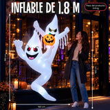 Inflable Halloween Fantasmas Espiral Calabaza 1.8m Luces Led Blanco