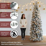 Arbol Navidad Lapiz 2.20 Metros Pino Nevado Escarcha Nieve