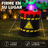 Inflable Halloween Zombie 1.80 M Barril Tóxico Luces Led Verde
