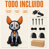 Inflable Halloween Perro Chihuahua Esqueleto 1.2 M Luces Led Negro