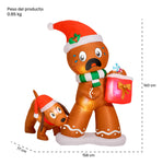 Inflable Navidad Galleta Hombre Jengibre Perro Claus 1.6m