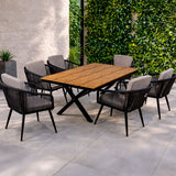 Comedor Jardin Ext 6pz Moderno Recubrimiento Tipo Madera