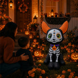 Inflable Halloween Perro Chihuahua Esqueleto 1.2 M Luces Led Negro